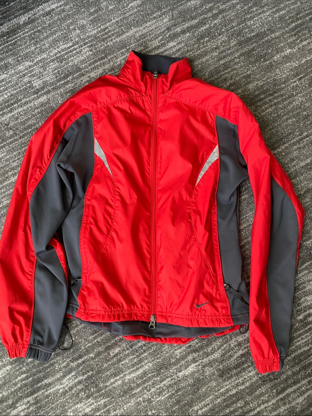 Nike Red and Gray Mesh-Lined Athletic Jacket